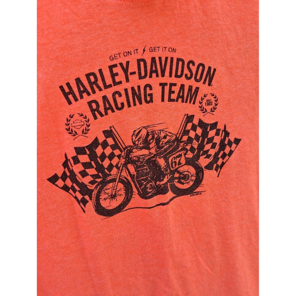 085 Harley Davidson Kids Youth Muscle T-Shirt Orange & Black Medium - Picture 2 of 5